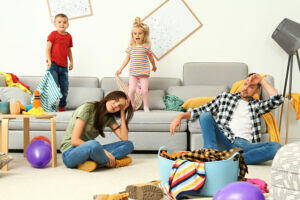 surmenage,jeunes parents, hyper activité, charge mentale, fatigue